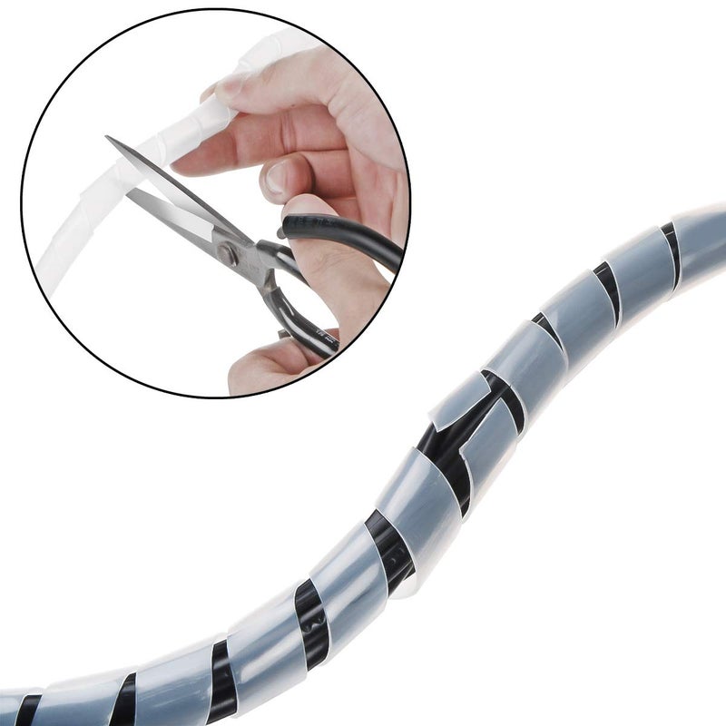 XHF 20Ft XHF 1/2" Clear Spiral Cable Wrap 12mm(Wrapping Range:9mm-65mm) Cord for Computer Electrical Wire Organizer Sleeve Hose RoHS - Image 4